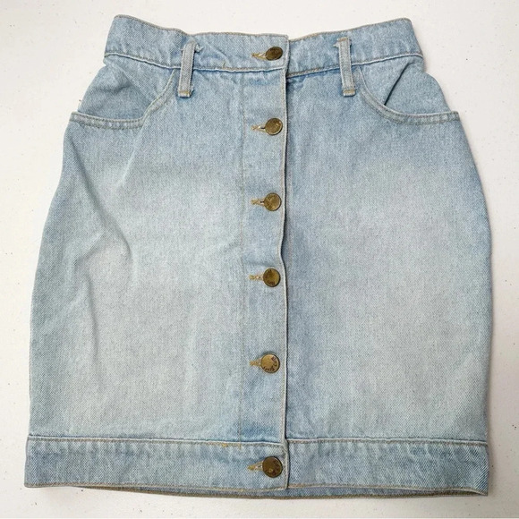 Paris Blues Vintage Denim Mini Pencil Skirt Button Front Light Wash Size 3 Y2K - Picture 1 of 6